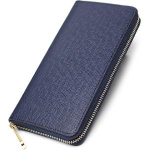 長財布 ラウンドファスナー メンズ 型押し レザー プレゼント ネイビー WL01 送料無料