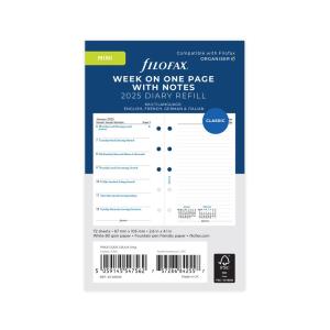 FILOFAX 2023年 システム手帳リフィル M5サイズ 見開き1週間&片面メモ 23-68109 ファイロファックス 日付入り レフィル ミニ5穴サイズ