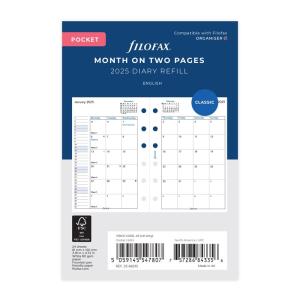 FILOFAX 2023年 システム手帳リフィル ミニ6穴サイズ 見開き1ヶ月 23-68210 ファイロファックス 日付入り レフィル