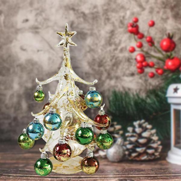 小さなガラス製クリスマスツリー ハンギングペンダントデコレーション付き クリスマスツリー ガラス像 ...