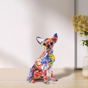 犬の像、チワワの置物、子犬のクラフト彫刻動物の装飾、卓上デスクキャビネットホームレストラン用