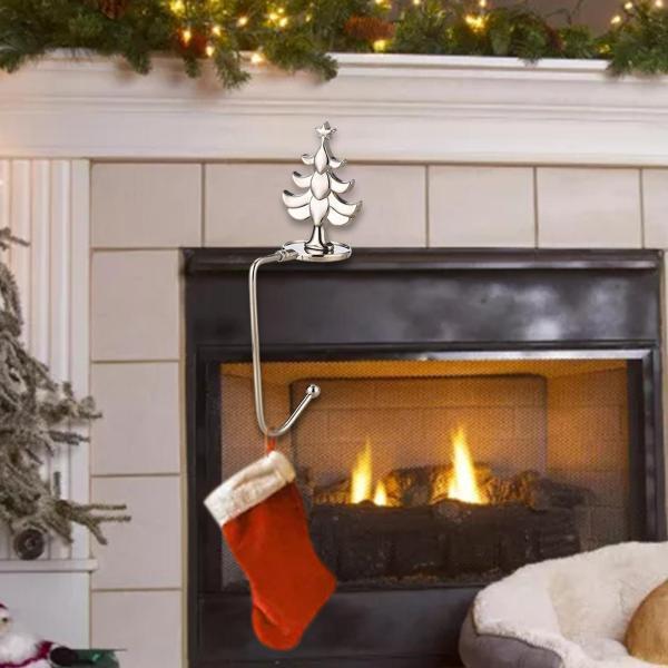 暖炉フック ハンガー クリスマス ストッキング ホルダー オーナメント パーティー ツリー シルバー
