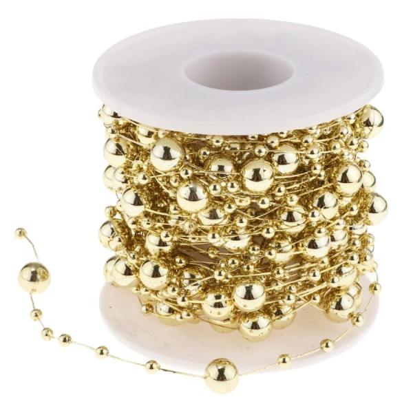 ビーズロール ストリング 人工真珠 ビーズチェーン DIY パーティー 装飾 2色選べ - ゴールド