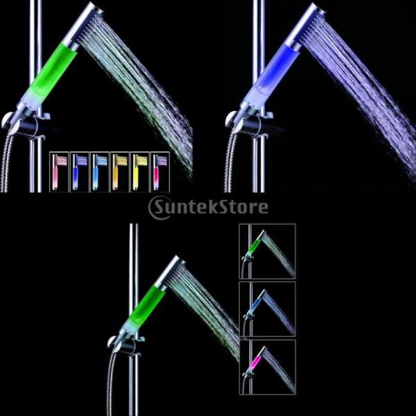 [ノーブランド 品]3色 LED 温度センサー スパ アニオンイ オナイザ シャワー スプレー ヘッ...