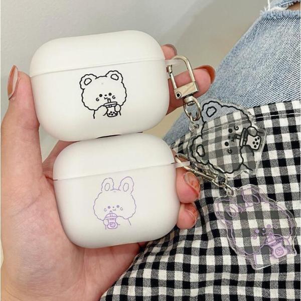 Airpods Airpods pro ケース 韓国 シリコン シンプル チャーム エアポッド エア...