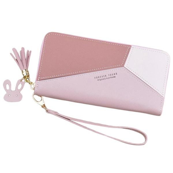 女性の財布リストレットクラッチカードホルダーオーガナイザー電話財布ロングピンク