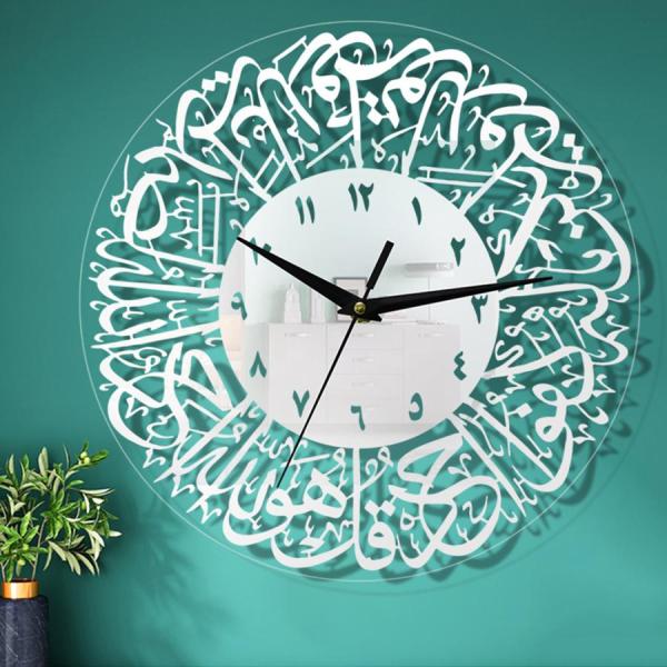 イスラムクォーツ壁掛け時計振り子イスラム教徒のリビングルームの装飾シルバー