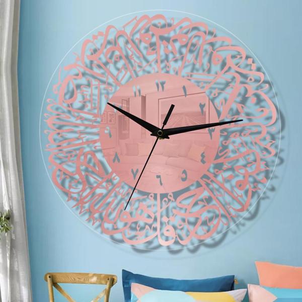 イスラムクォーツ壁掛け時計振り子イスラム教徒のリビングルームの装飾ローズゴールド