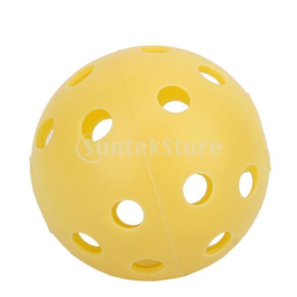 20pcs ゴルフボール 練習球 黄色 穿孔ボール 穴あきボール