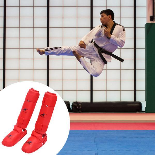 MMAシンガードレガース脚甲プロテクタームエタイトレーニングギアセパレートレッドM