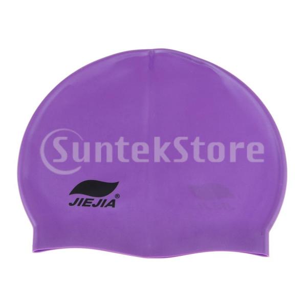 長髪短髪水泳帽子普遍的な水泳ヘッド着用紫