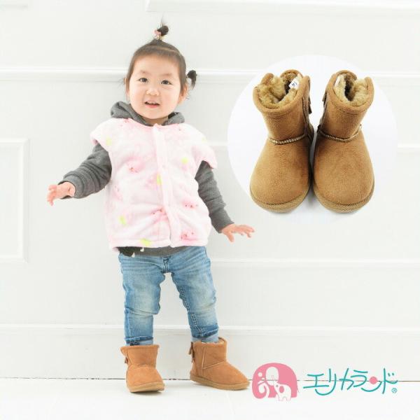 ブーツ 防寒シューズ 裏ボア付き リボン付き あったかい ベビー 子供 靴 13cm 14cm 15...