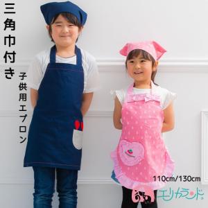 エプロン 三角巾 セット ポケット付き 刺繍 アップリケ