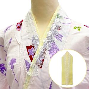重ね衿 伊達衿 No.06 ゴールド 薄紅色 サーモンピンク 留めピン付き