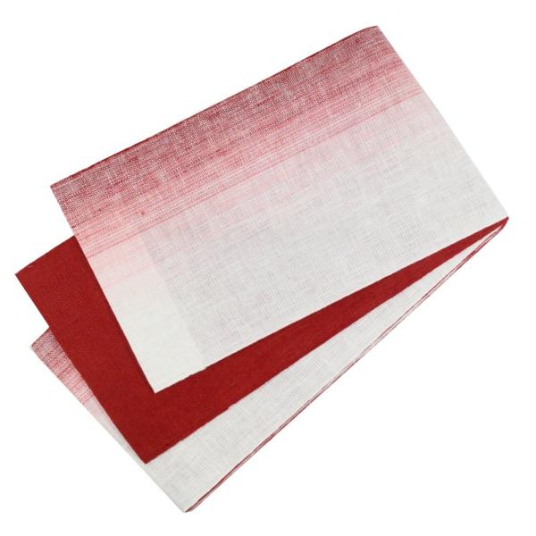 麻帯 半幅帯 No.01 細帯 小袋帯 白 赤 グラデーション 日本製 【cp】