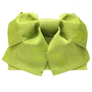 作り帯 付け帯 No.164 黄緑 若草色 麻の葉柄 花柄 軽装帯