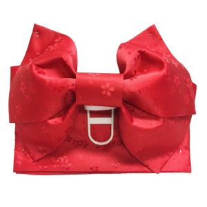 作り帯 付け帯 No.87 赤 小桜柄 軽装帯 結び帯 浴衣帯 レディース