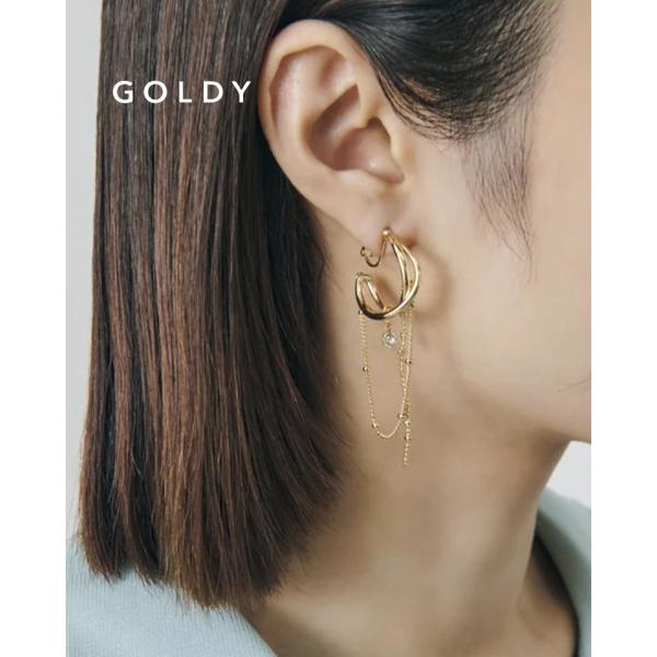 GOLDY ゴールディ 2250904 ハング マルチ チェーン ビジュー イヤリング