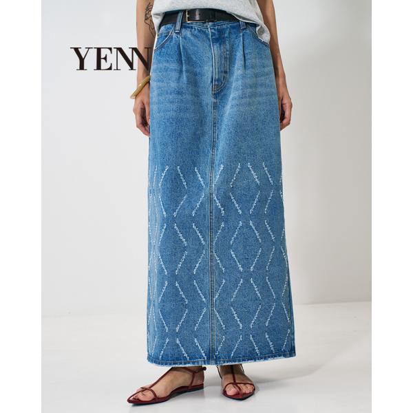 YENN イエン y261-22002 LASER CUT DENIM SK レザーカットデニムスカ...