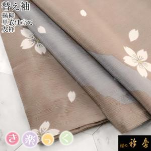 衿秀 公式 き楽っく 替え袖 きらっく 替袖 かえそで ブラウン 道長取り 桜 楊柳 単衣 洗える 日本製 和装小物 和小物 えりひで 襟の衿秀 すなお きものすなお｜襟の衿秀 公式ショップ