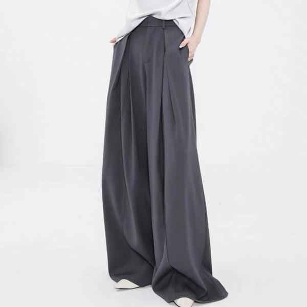 タックワイドパンツ ロングボトムス　タックパンツ　ハンサムスタイル　モード系