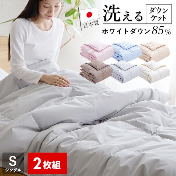 2枚組 1枚あたり6,490円 羽毛肌掛け布団 ダウンケット シングル ウォッシャブル ホワイトダウ...