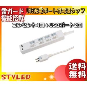 STYLED STP4UA2W-2 USB充電ポート付電源タップ ホワイト STP4UA2W2 「送料無料」