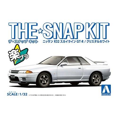 アオシマ ニッサン R32 スカイラインGT-R(クリスタルホワイト) 1／32 【ザ☆スナップキッ...