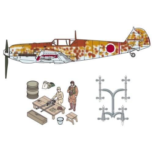 1／48 メッサーシュミット Bf 109 E-7 日本陸軍 w／整備情景セット2 (パイロット＆整...