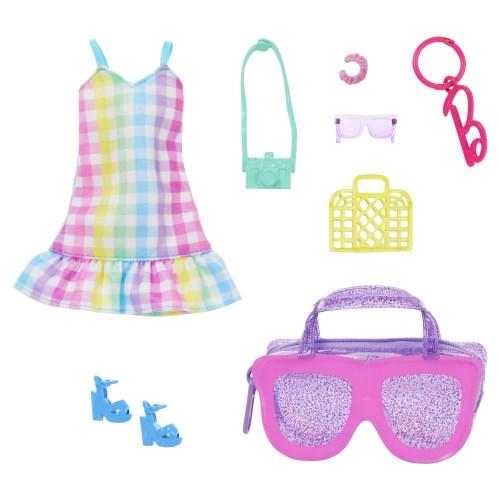 バービー いっしょにおでかけ！チェックワンピースとアクセサリーセットおもちゃ こども 子供 女の子 ...