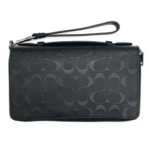 コーチ 長財布 ★COACH★ ダブルジップ トラベルオーガナイザー シグネチャー レザー 67637 QB/BK｜ESエイト