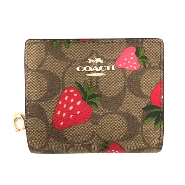コーチ 財布 ★COACH★ スナップ ウォレット シグネチャー キャンバス ワイルド ストロベリー...