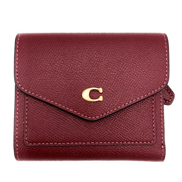コーチ 財布 ★COACH★ クロスグレイン レザー ウィン スモール ウォレット ブラス/ワイン ...