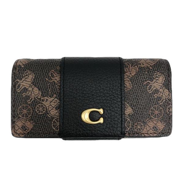 コーチ ★COACH★ 6リング キーケース ホース アンド キャリッジ プリント ブラック ブラウ...