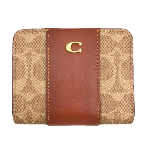 コーチ ★COACH★ ビルフォールド ウォレット カラーブロック シグネチャーキャンバス タン 二...