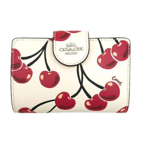コーチ ★COACH★ 財布 ミディアム コーナージップ ウォレット チェリープリント チョークマル...