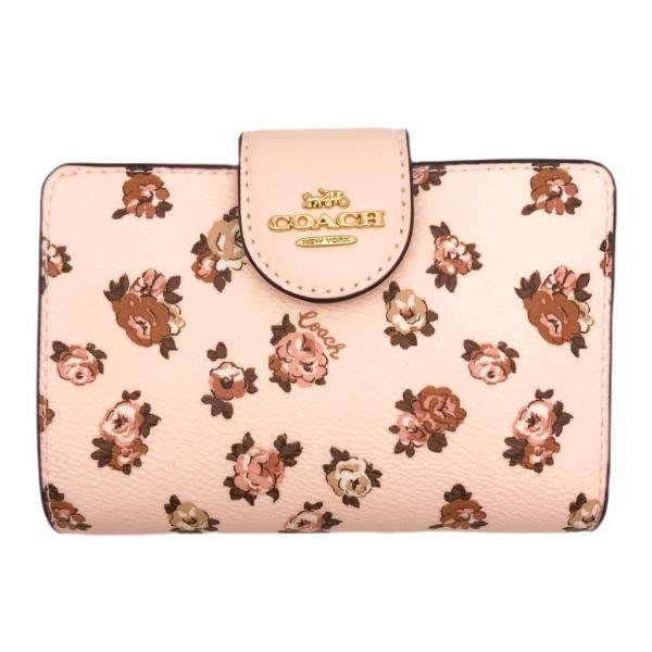 コーチ ★COACH★ 財布 ミディアム コーナージップウォレット ロゼットプリント ブラッシュマル...