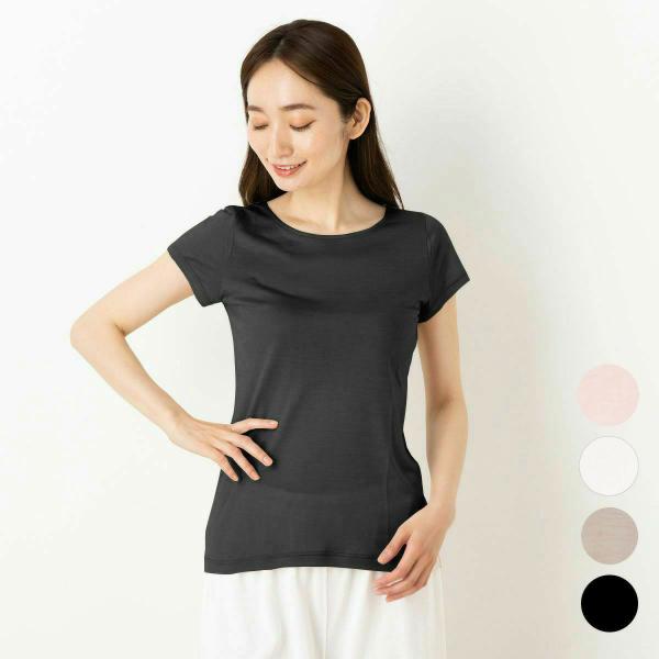 シルク100％ 半袖インナー 日本製【ふわ肌シルク】レディース ベージュ ブラック 黒 ホワイト M...