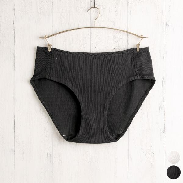 コットンシルク テレコ スタンダードショーツ 前身二重 レディース オフホワイト ブラック 白 黒 ...