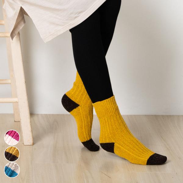 シルク リブソックス バイカラー 日本製 GINGA 縫い目のないホールガーメント レディース ピン...