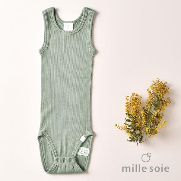 ◇廃盤30％OFF！シルクコットン タンクロンパース ベビー キッズ肌着 ピンク グリーン ボーダー...