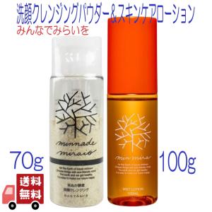 2個セット みんなでみらいを 米ぬか酵素 洗顔 クレンジング 本体 70g ＆ スキンケア ローション 本体 100ml 無添加 日本製 敏感肌 乾燥肌 保湿 化粧水