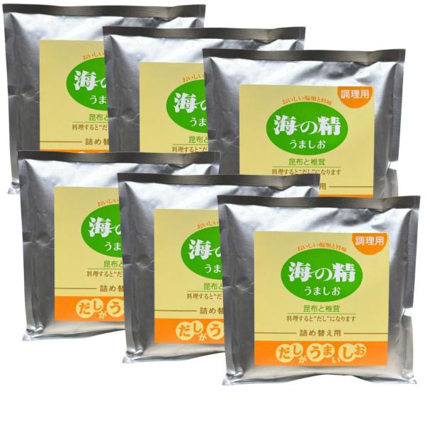 6個セット 海の精 うましお 65g 詰替え 伊豆大島産 海水100％ 天日塩 昆布 椎茸 調味塩 ...