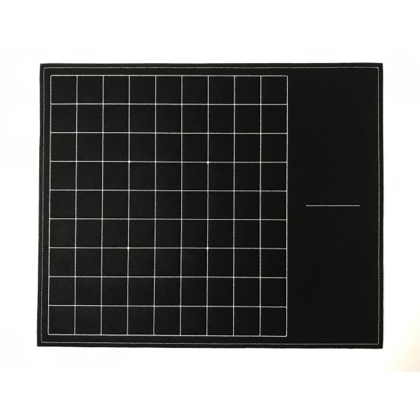 フェルト製 駒台一体型将棋盤 (黒色) 升目は白糸で刺繍