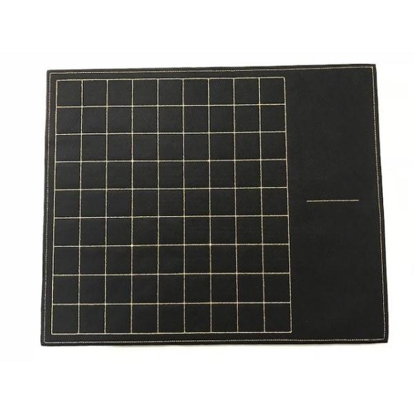 フェルト製 駒台一体型将棋盤 (黒色) 升目は金糸で刺繍