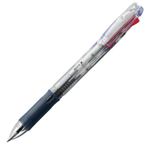 ゼブラ ZEBRA 多色ボールペン クリップオンスリム 0.7mm 4色 B4A5-C 透明軸 油性