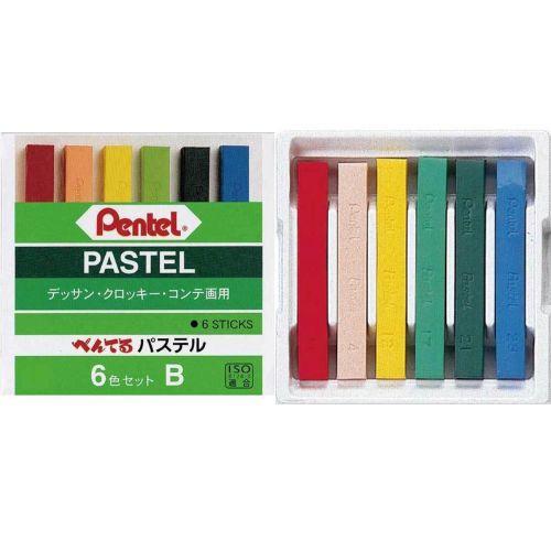 ぺんてる パステル GA-6BD デッサン・クロッキー・コンテ画用 (高彩度タイプ) 6色セット