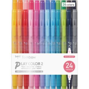 トンボ鉛筆 水性サインペン ツインタイプ プレイカラーK 24色セット
