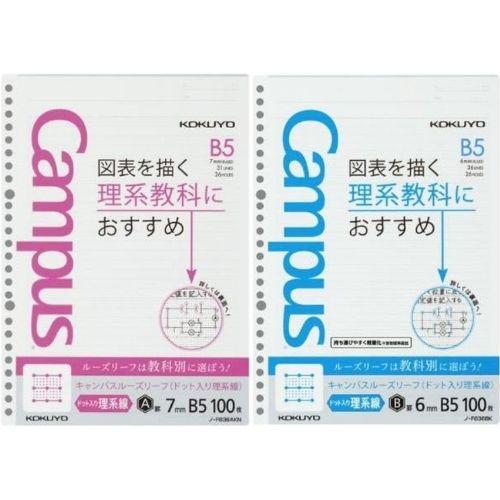 コクヨ キャンパス ルーズリーフ ノ-F836  ドット入り理系線 B5サイズ 100枚 罫内容全2...