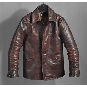 高級上質 ホースハイド 30's ワークコート レザージャケット ブラウン